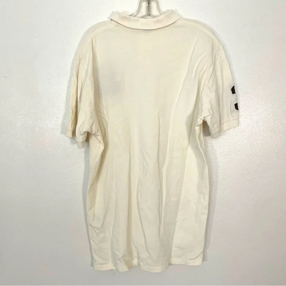 Polo Ralph Lauren Mens Size XL Ivory Cream Brown Shirt Preppy Logo Short Sleeve